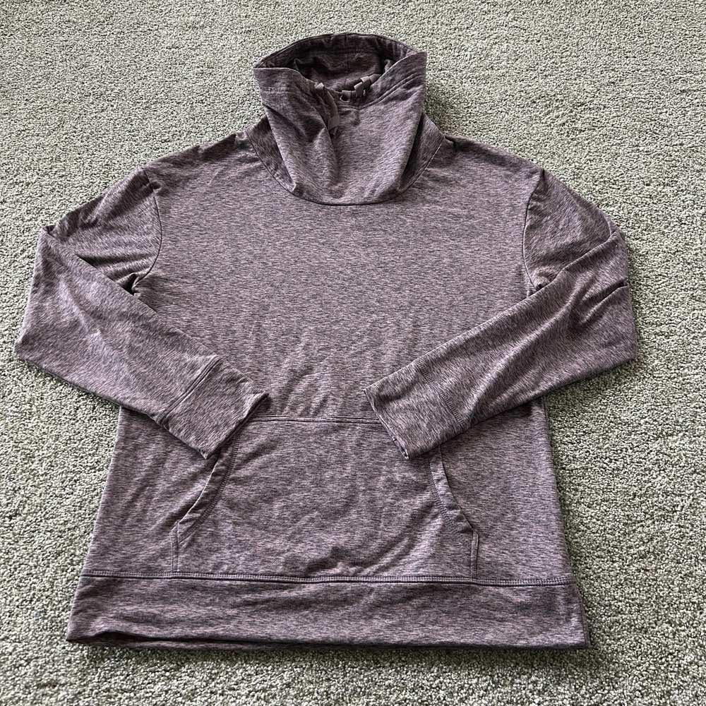 Crane Sweatshirt Womens Large Purple Heathered Knit Cowl Neck Pullover Pockets